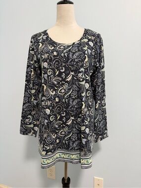 J Jill Long‎ Sleeve Paisley Print Top Size Mp